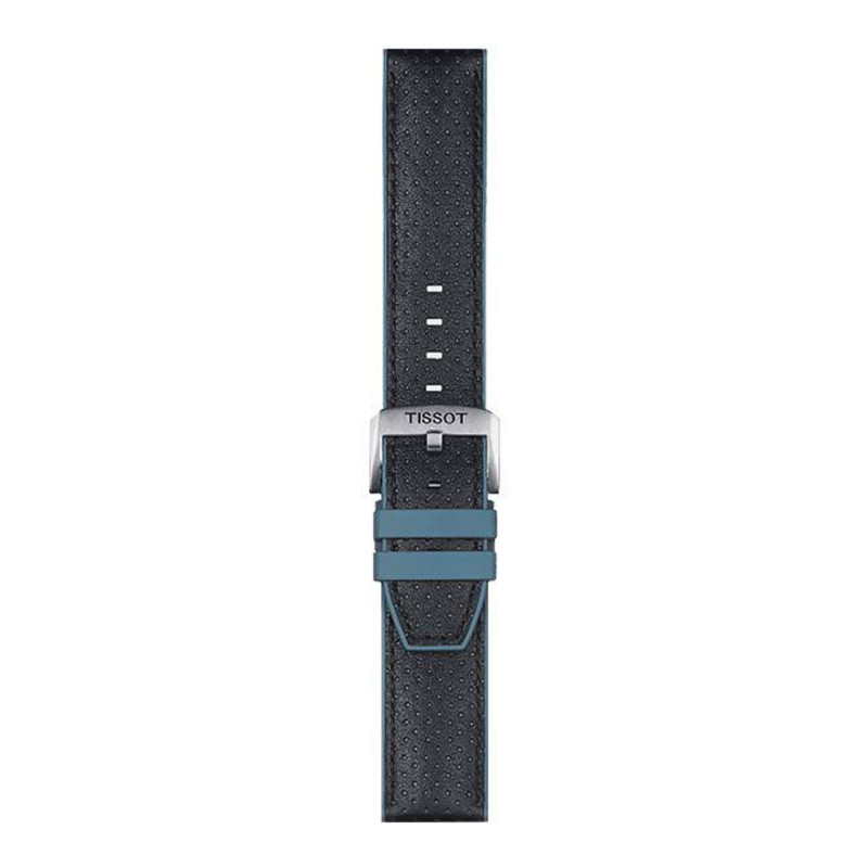 Bracelet de montre Officiel Tissot Caoutchouc Bleu/Cuir Noir 22 mm T852046785 - Tissot