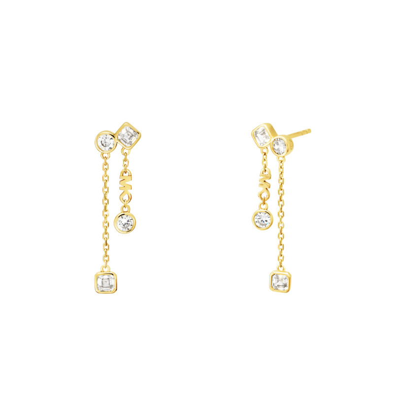 Boucles d'Oreilles Kors Brillance en Argent Plaqué Or Jaune & Oxydes de Zirconium Blancs - Michael Kors