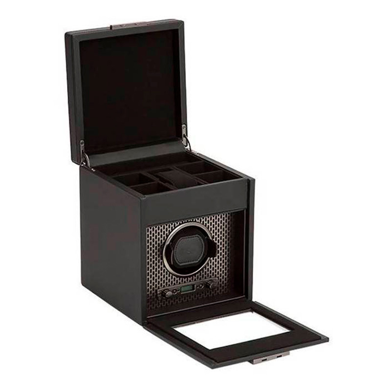 Remontoir montre Axis Single Winder Powder Coat avec rangement - Wolf 1834