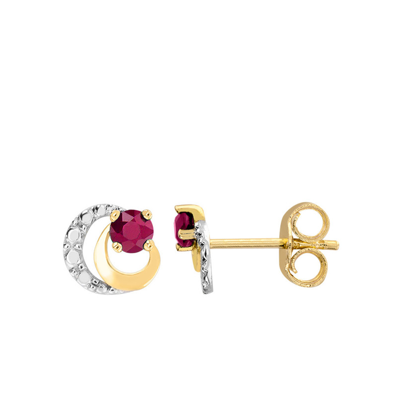 Boucles d'Oreilles en 2 Ors 750 & Rubis - Joelli