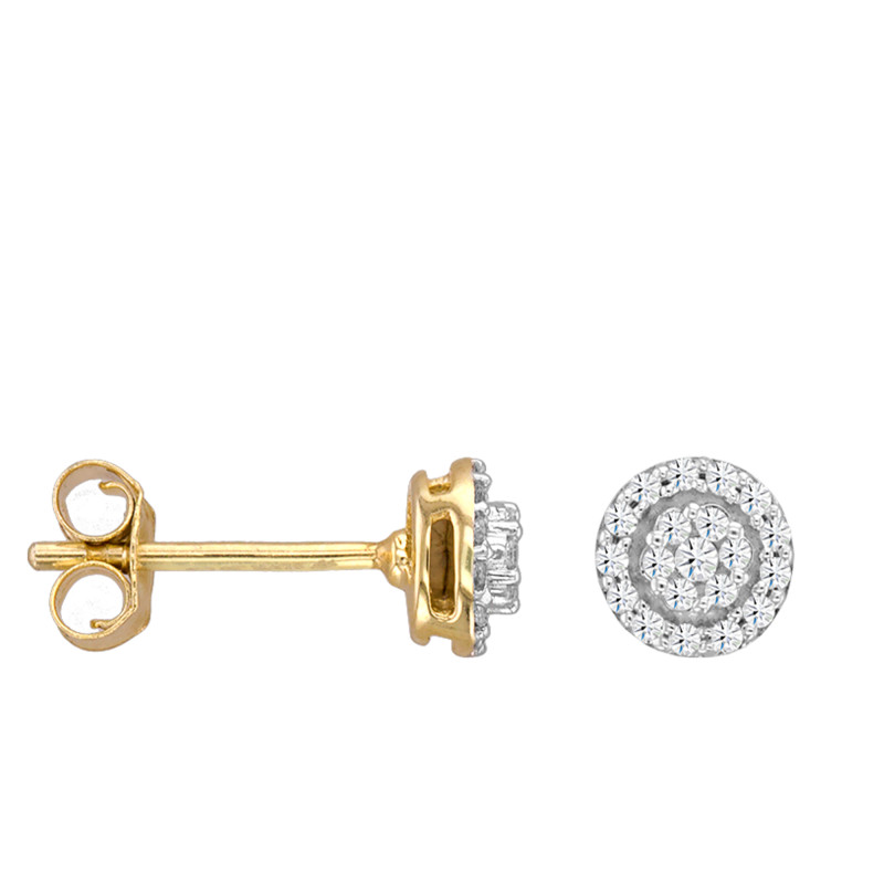 Boucles d'Ooreilles Puces en Or Jaune 750 & Diamants - Kundan
