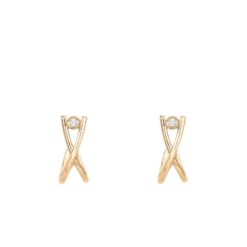PROMO Boucles d'Oreilles Harmonie Infinie en Plaqué Or Jaune & Diamant - La Garçonne Diamant OCARAT.COM BIJOUTERIE N°1
