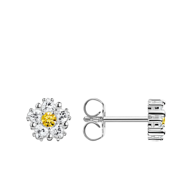Boucles d'Oreilles Lovely Daisy Fleurs en Argent 925 & Oxydes de Zirconium Bicolores - H2297-051-4 - Thomas Sabo