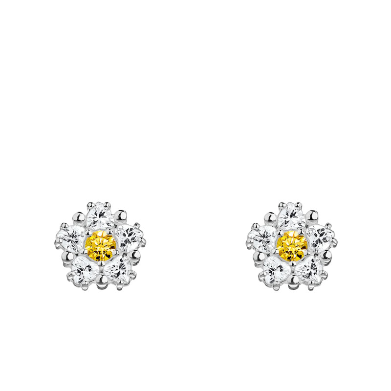 Boucles d'Oreilles Lovely Daisy Fleurs en Argent 925 & Oxydes de Zirconium Bicolores - H2297-051-4 - Thomas Sabo