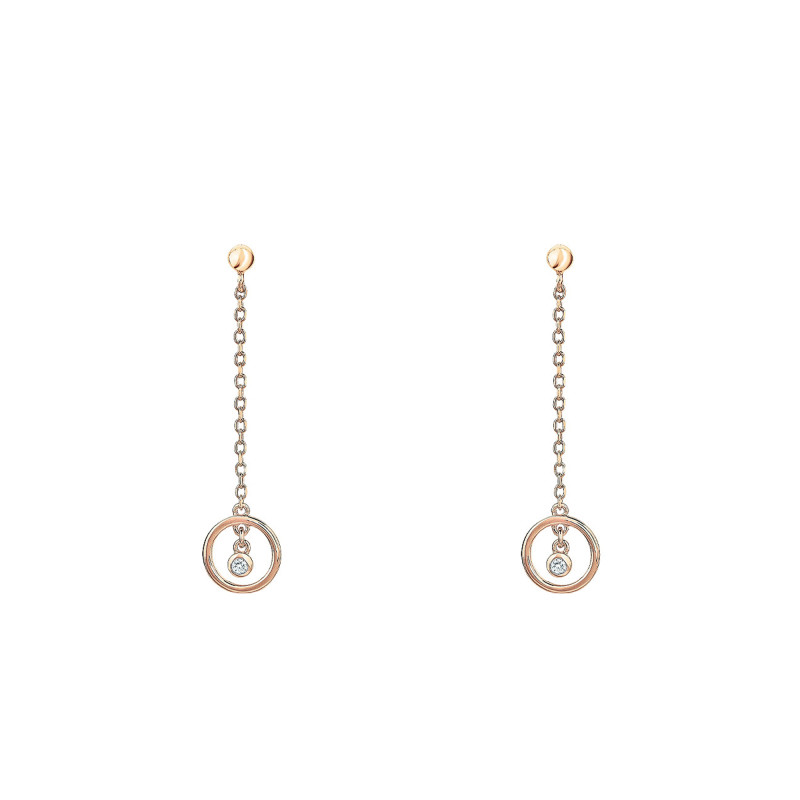 Boucles d'Oreilles Pendantes Angélique en Plaqué Or Jaune & Diamant - La Garçonne Diamant