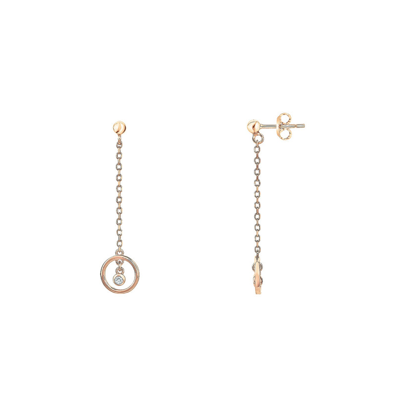 Boucles d'Oreilles Pendantes Angélique en Plaqué Or Jaune & Diamant - La Garçonne Diamant
