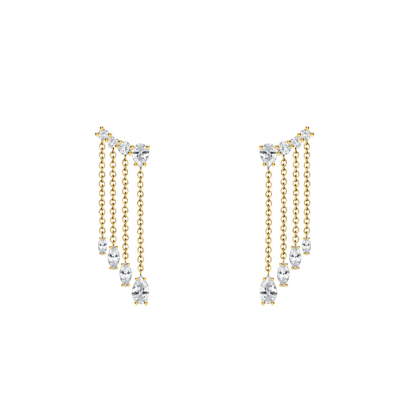 Boucles d'Oreilles Chaînes Cascade en Plaqué Or Jaune & Oxydes de Zirconium Blancs - H2325-414-14 - Thomas Sabo