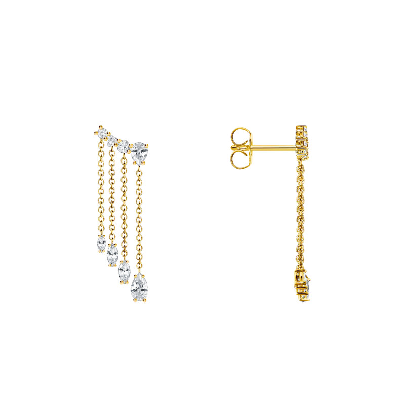 Boucles d'Oreilles Chaînes Cascade en Plaqué Or Jaune & Oxydes de Zirconium Blancs - H2325-414-14 - Thomas Sabo