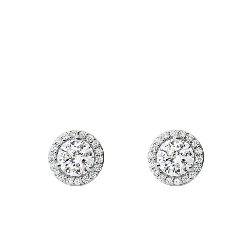 Boucles d'Oreilles Puces en Plaqué Rhodium & Halo de Oxydes de Zirconium - Michael Kors