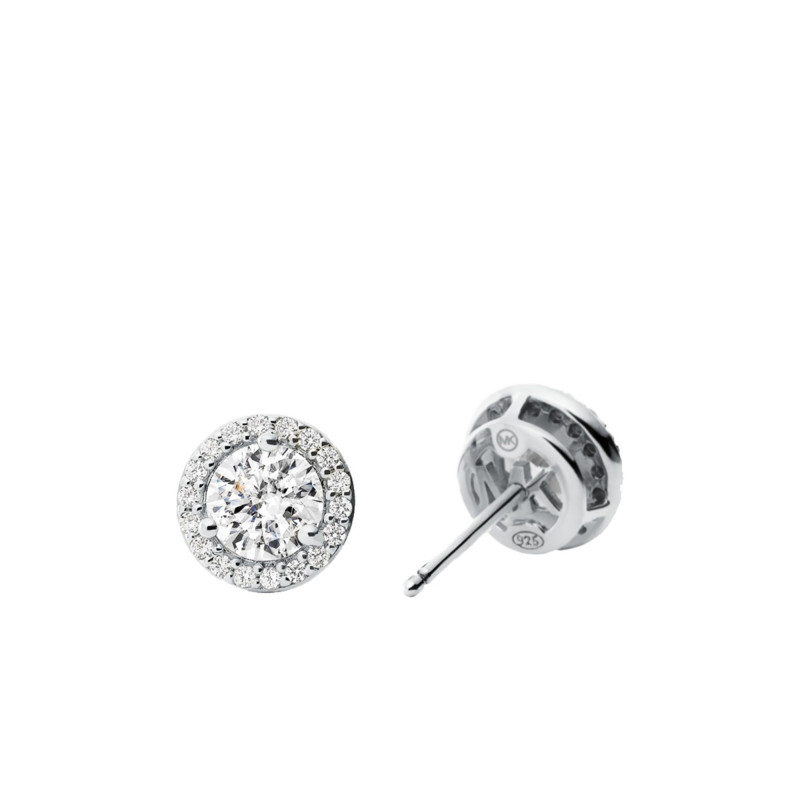 Boucles d'Oreilles Puces en Plaqué Rhodium & Halo de Oxydes de Zirconium - Michael Kors