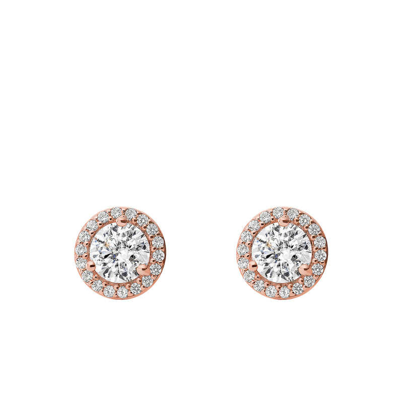 Boucles d'Oreilles Puces en Plaqué Or Rose & Halo de Oxydes de Zirconium - Michael Kors
