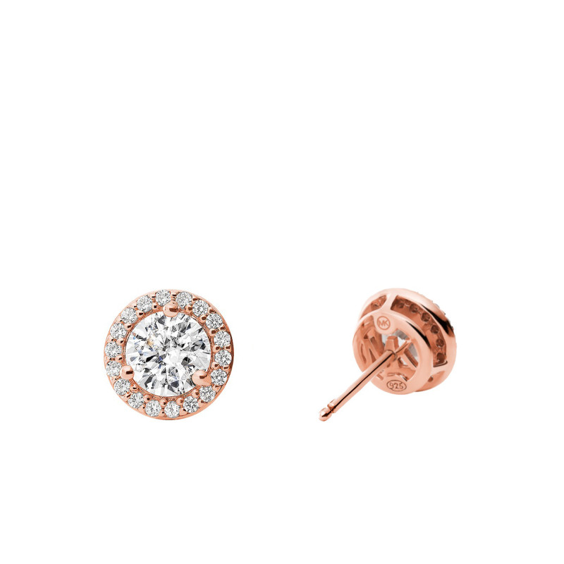 Boucles d'Oreilles Puces en Plaqué Or Rose & Halo de Oxydes de Zirconium - Michael Kors
