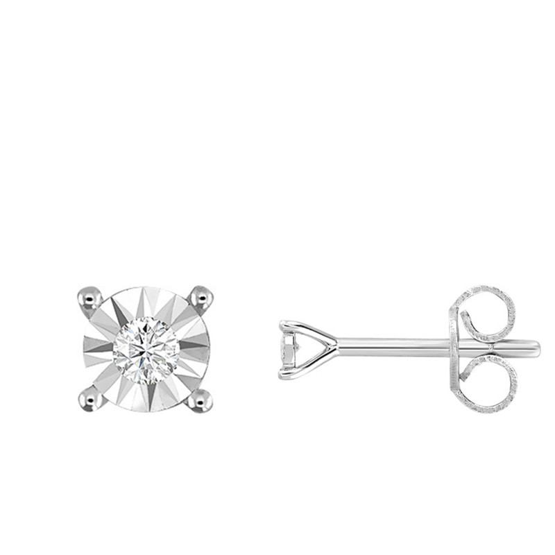 PROMO Boucles d'Oreilles en Argent et Or Blanc 750 & Diamants 0,04 ct - My Little Diamond OCARAT.COM BIJOUTERIE N°1