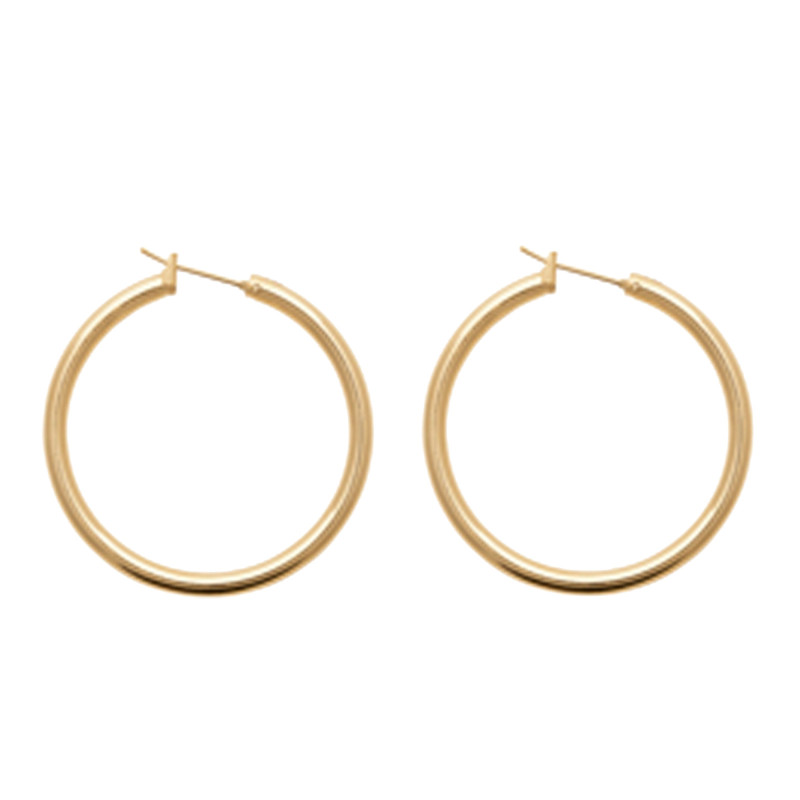 Boucles d'Oreilles Créoles Epaisses en Plaqué Or 750, Diamètre 40 mm - Naïades