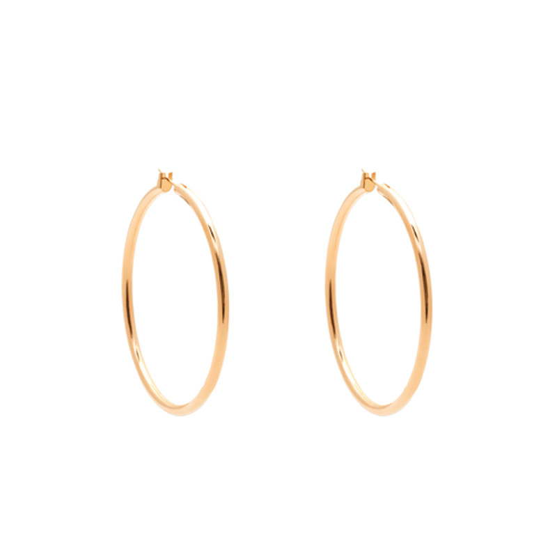 Boucles d'Oreilles Créoles Epaisses en Plaqué Or 750, Diamètre 60 mm - Naïades