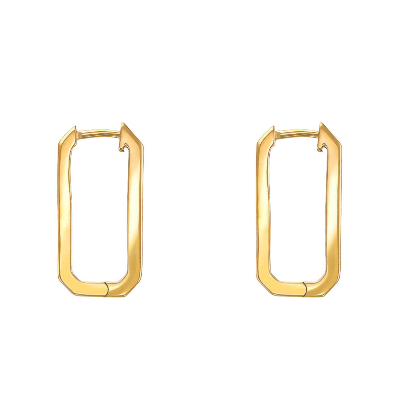 Boucles d'Oreilles Créoles Rectangulaires en Plaqué Or - Naïades