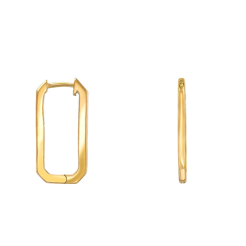 Boucles d'Oreilles Créoles Rectangulaires en Plaqué Or - Naïades