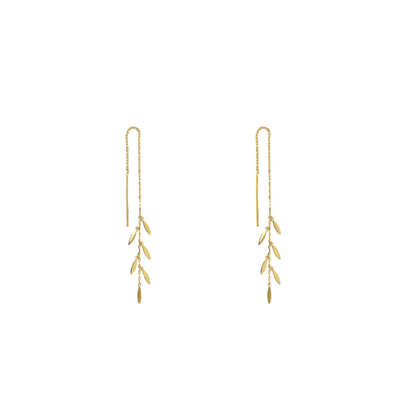 Boucles d'Oreilles Pendantes Grains en Plaqué Or Jaune - Naïades