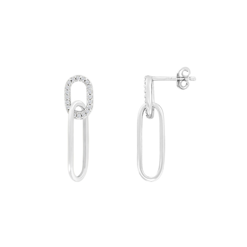 Boucles d'Oreilles en Argent Rhodié & Oxyde de Zirconium - Naïades