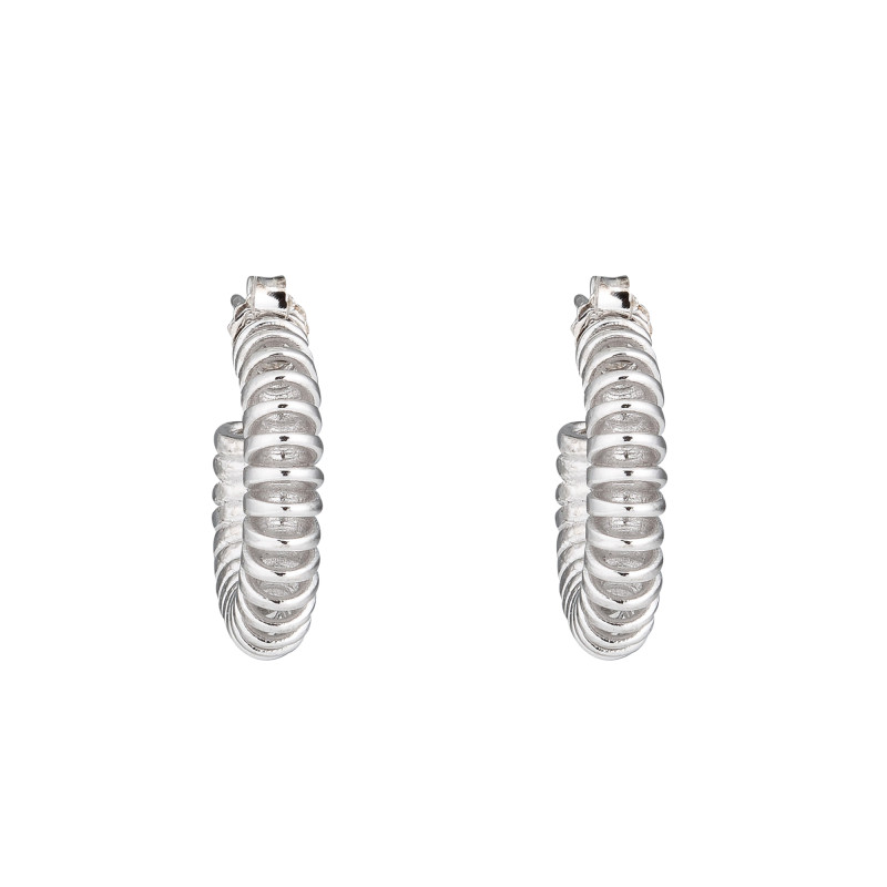 Boucles d'Oreilles Créoles Genève Spirales en Argent 925, Diamètre 25 mm - Una Storia