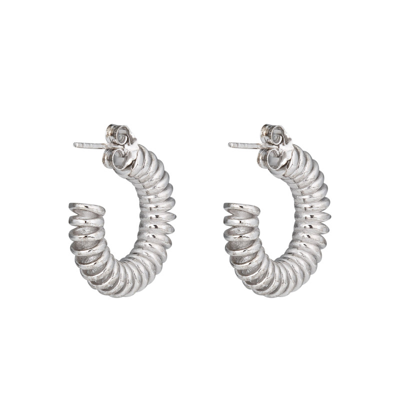 Boucles d'Oreilles Créoles Genève Spirales en Argent 925, Diamètre 25 mm - Una Storia