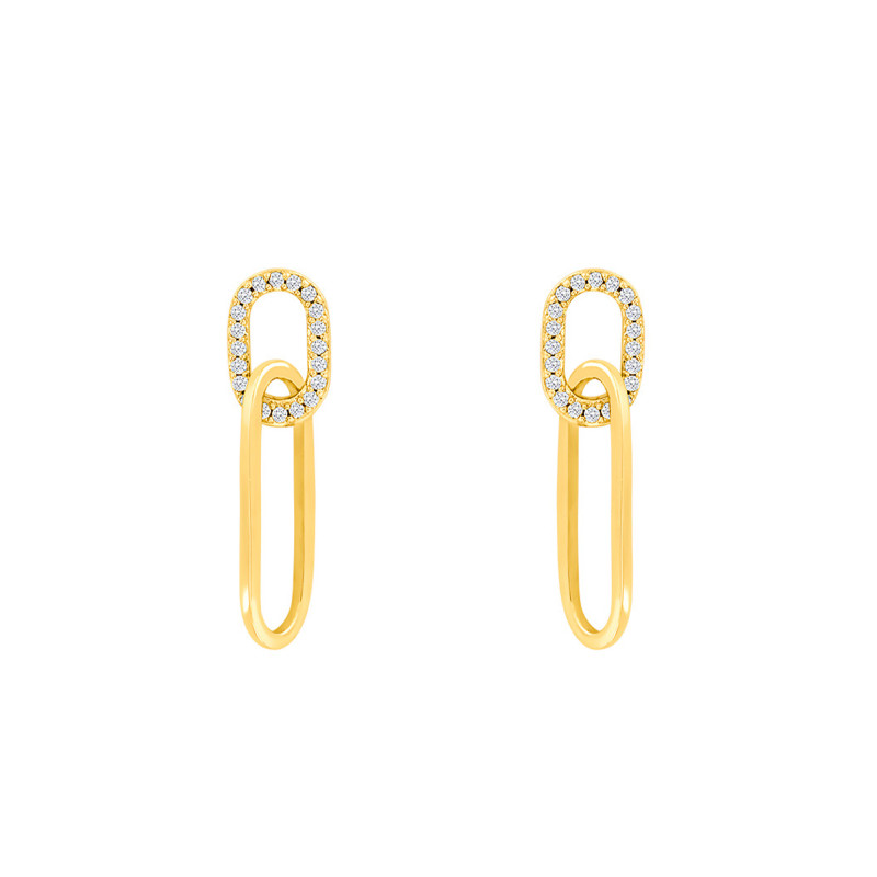 Boucles d'Oreilles en Plaqué Or Jaune & Oxyde de Zirconium - Naïades