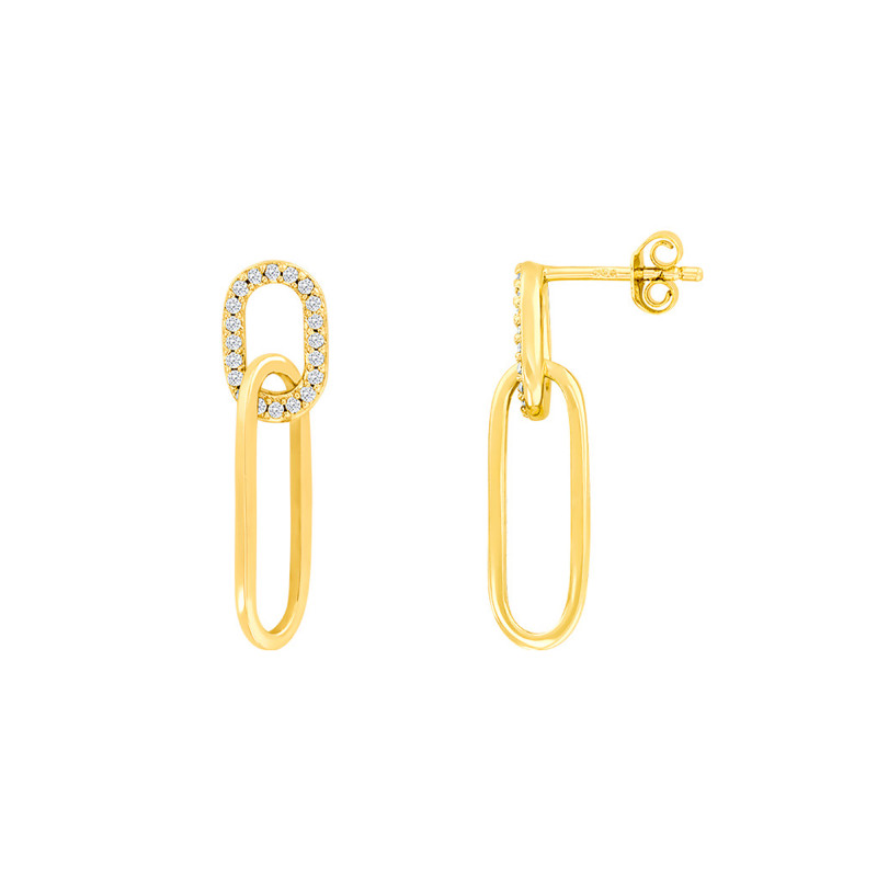 Boucles d'Oreilles en Plaqué Or Jaune & Oxyde de Zirconium - Naïades