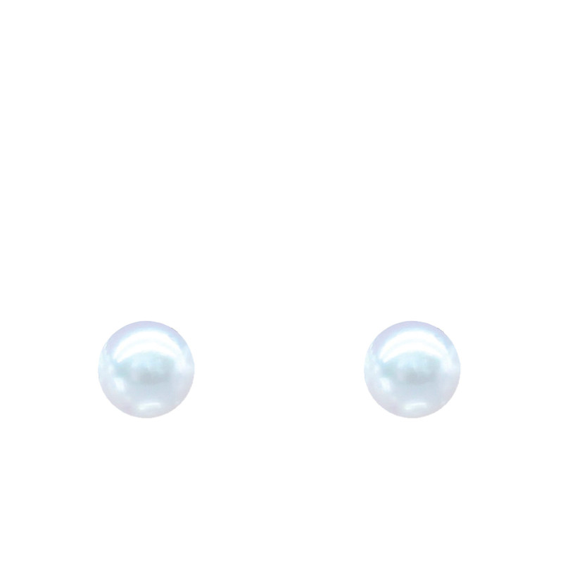 Boucles d'Oreilles Puces en Or Jaune 750 & Perles d'Eau Douce Rondes, Dimension de 7 à 10 mm - Négoce-îles