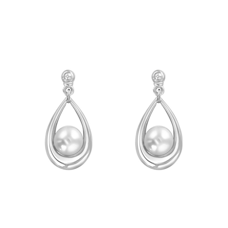 Boucles d'Oreilles en Argent & Perles d'Eau Douce 7/8 mm - Négoce-îles