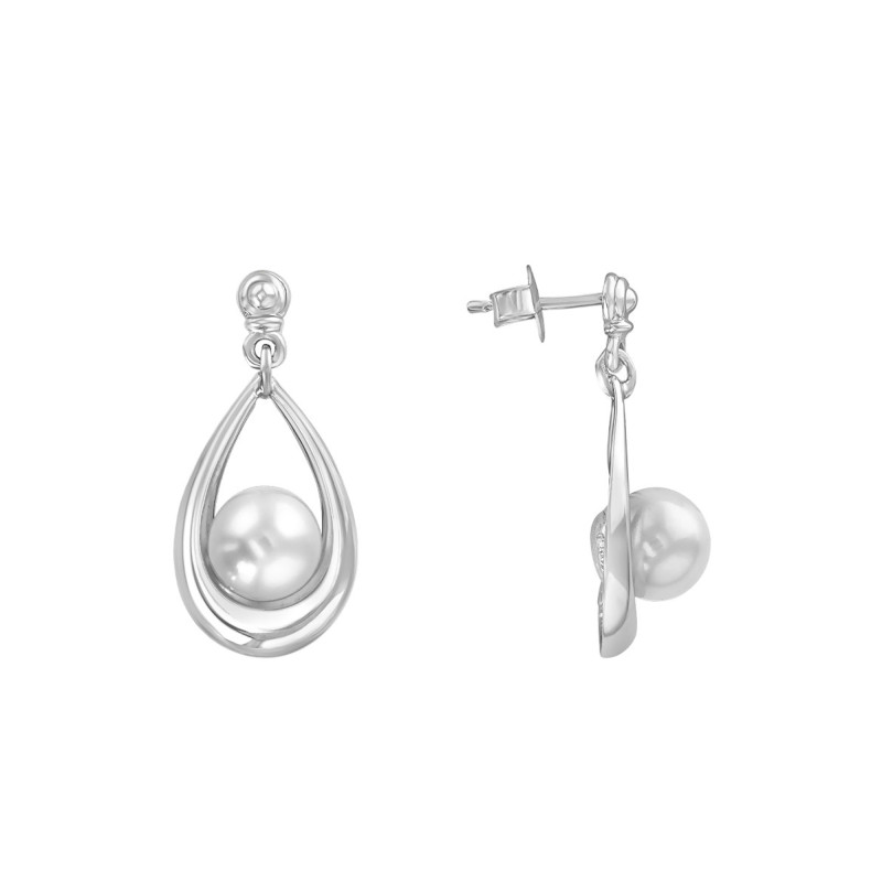 Boucles d'Oreilles en Argent & Perles d'Eau Douce 7/8 mm - Négoce-îles