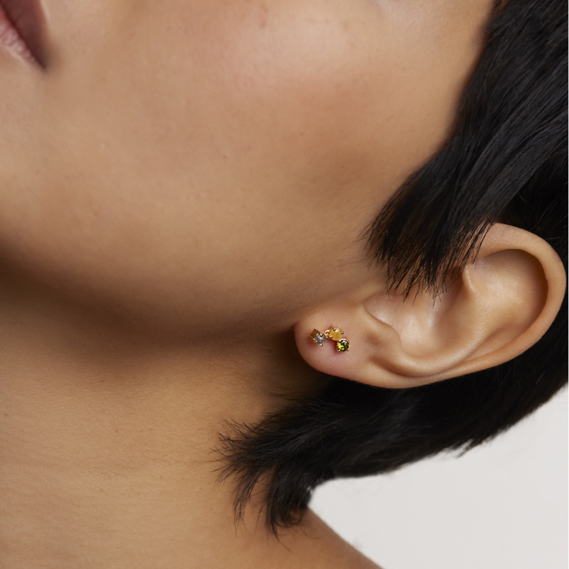 PROMO Boucles d'Oreilles JUNO Juno Doré en Oxydes de Zirconium & Labradorite - AR01-544-U - Pdpaola OCARAT.COM BIJOUTERIE N°1