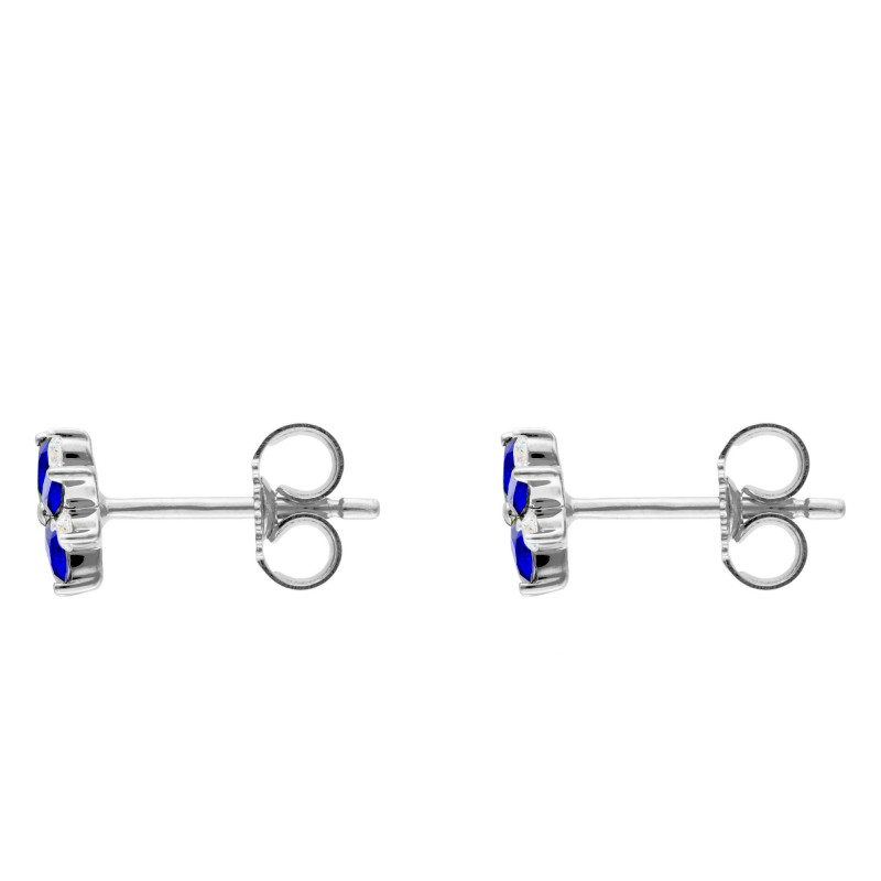 Boucles d'Oreilles Fleurs en Or Blanc 375 ou 750 & Diamants et Saphirs - Aurora