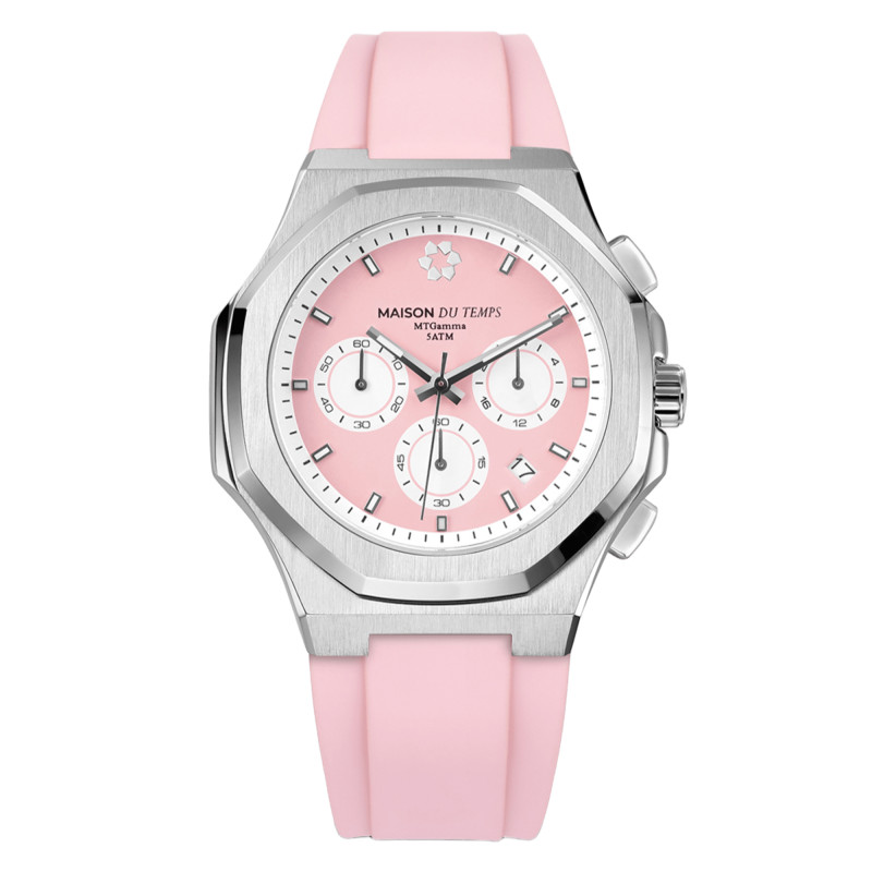 Montre MTGamma Chronographe Rose Silicone Rose - Maison du Temps