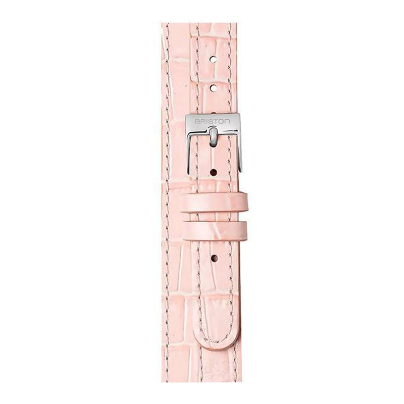 Bracelet Cuir Double Tour 12 mm rose, Longueur 350 mm, Boucle argentée - Briston