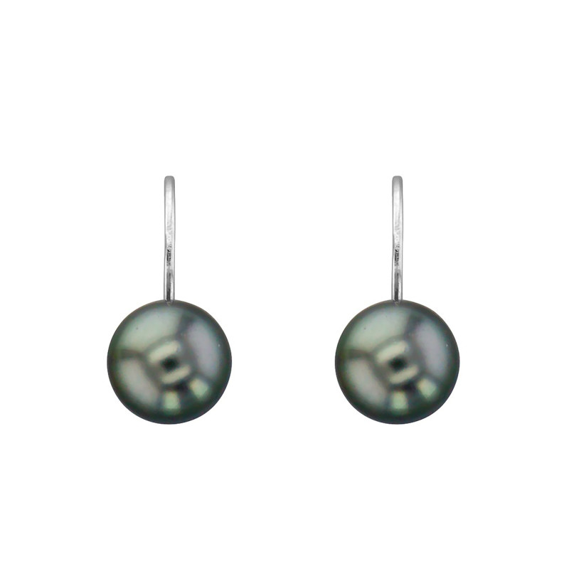 Boucles d'Oreilles Dormeuses en Or Blanc 750 & Perles de Tahiti - Porchet
