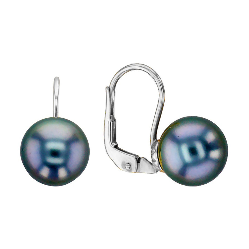 Boucles d'Oreilles Dormeuses en Or Blanc 750 & Perles de Tahiti - Porchet