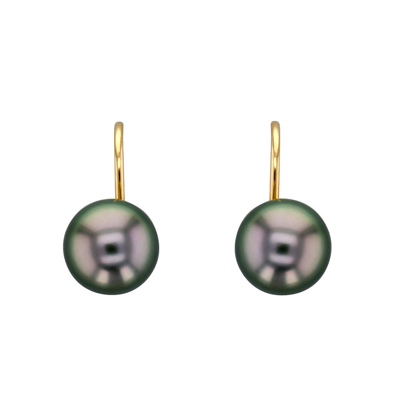 Boucles d'Oreilles Dormeuses en Or Jaune 750 & Perles de Tahiti - Porchet