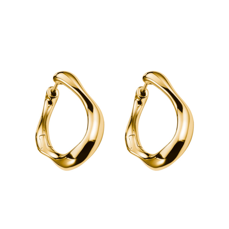 Boucles d'Oreilles Créoles Natural Beauty Petites Formes Organiques en Plaqué Or Jaune - - Thomas Sabo