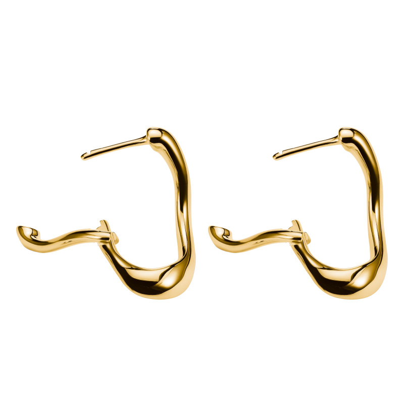 Boucles d'Oreilles Créoles Natural Beauty Petites Formes Organiques en Plaqué Or Jaune - - Thomas Sabo