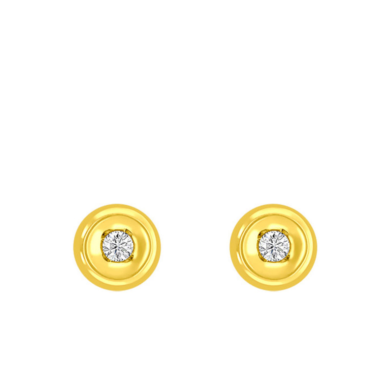 Boucles d'Oreilles en Or Jaune 750 & Diamant - Rosatella