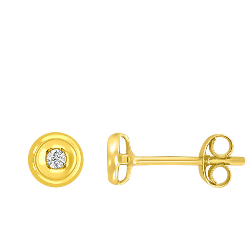 Boucles d'Oreilles en Or Jaune 750 & Diamant - Rosatella