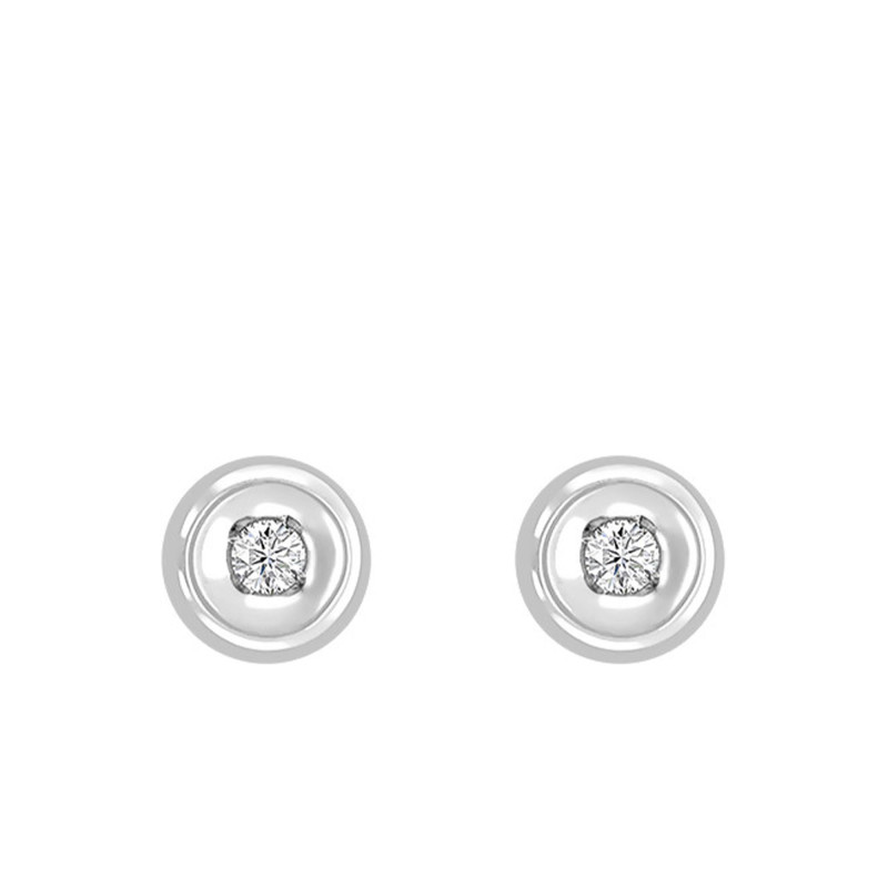 Boucles d'Oreilles en Or Blanc 750 & Diamants 0,036 ct - Rosatella