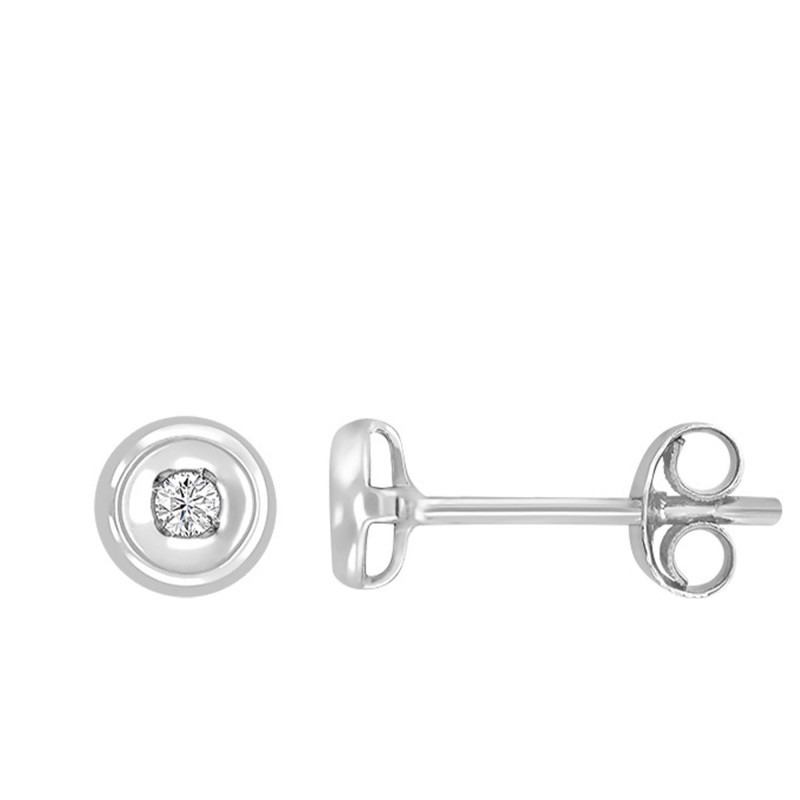 Boucles d'Oreilles en Or Blanc 750 & Diamants 0,036 ct - Rosatella