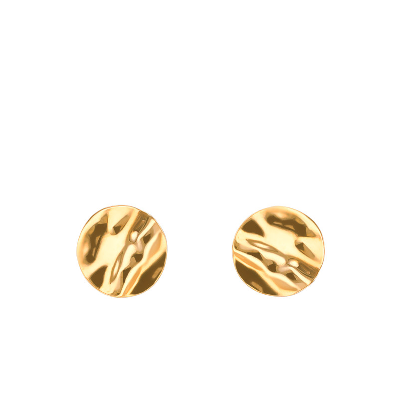 Boucles d'Oreilles Rondes Froissés en Or Jaune 375 - Maison Ballet by Scarlett