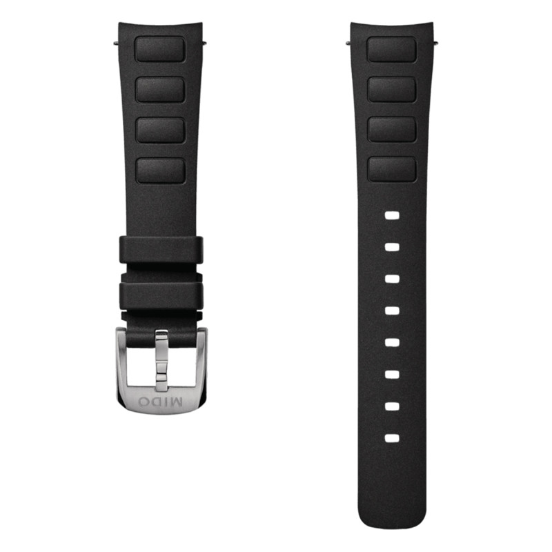 Bracelet de montre Multifort TV 35 caoutchouc noir - Mido