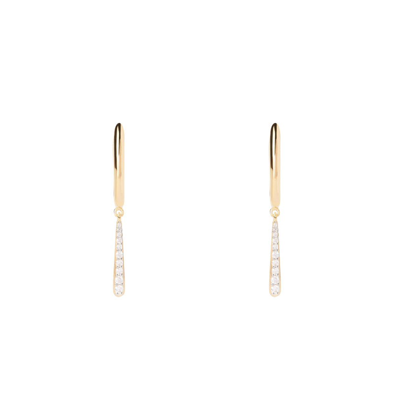 Boucles d'Oreilles Olga Mini en Argent Doré & Oxydes de Zirconium Blancs - AR01-C89 - Pdpaola