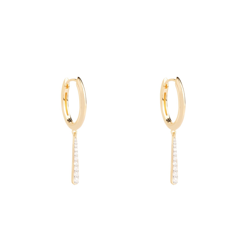 Boucles d'Oreilles Olga Mini en Argent Doré & Oxydes de Zirconium Blancs - AR01-C89 - Pdpaola