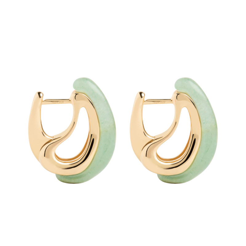 PROMO Boucles d'Oreilles Créoles Brisa en Argent Doré & Aventurine Verte - AR01-D52 - Pdpaola OCARAT.COM BIJOUTERIE N°1