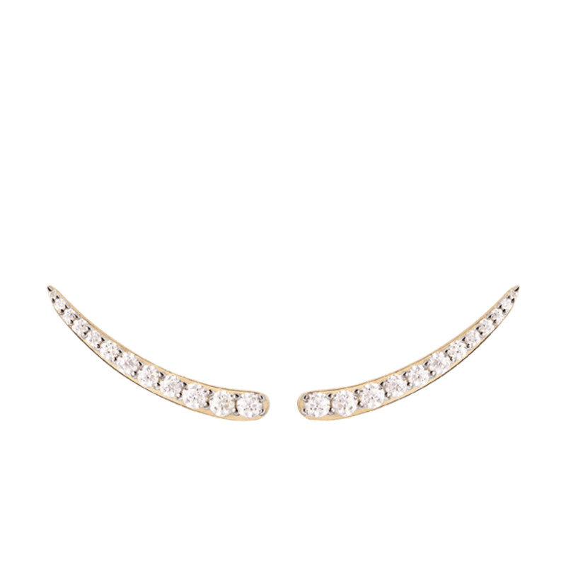 Boucles d'Oreilles Riga en Argent Doré & Oxydes de Zirconium Blancs - AR01-C92 - Pdpaola