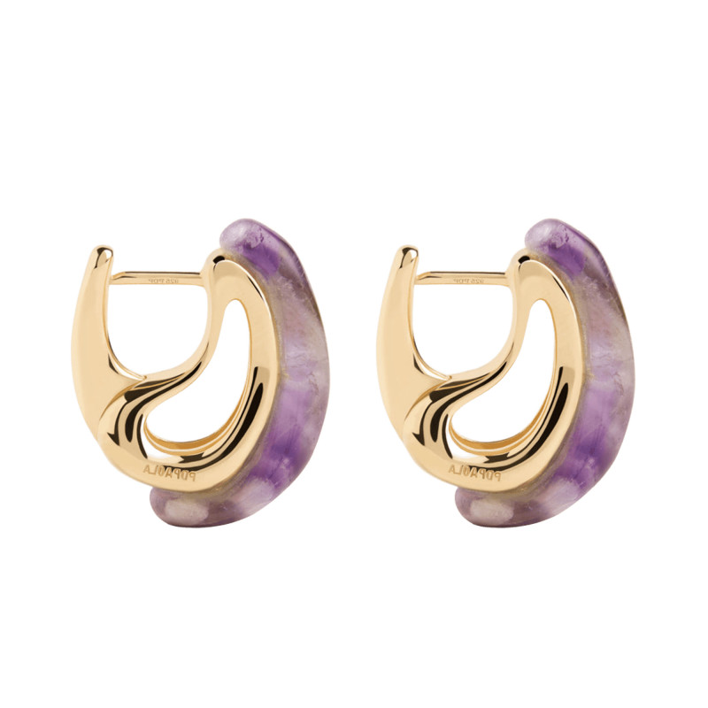 PROMO Boucles d'Oreilles Créoles Brisa en Argent Doré & Améthyste Violette - AR01-D50 - Pdpaola OCARAT.COM BIJOUTERIE N°1